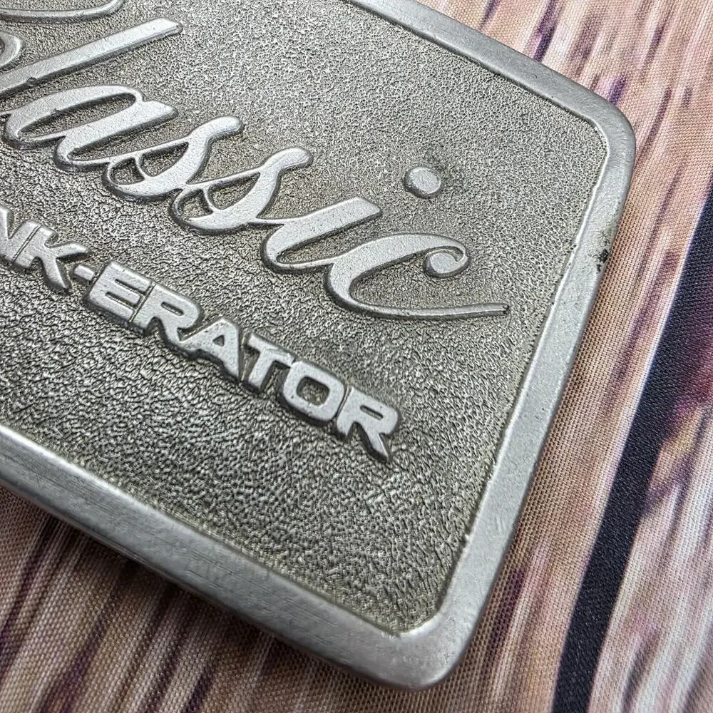 Vintage Classic In-Sink-Erator Belt Buckle SpecCast Rockford IL Metal Retro USA